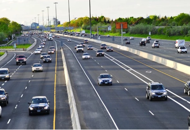 Vehicles travelling on a multilane highway