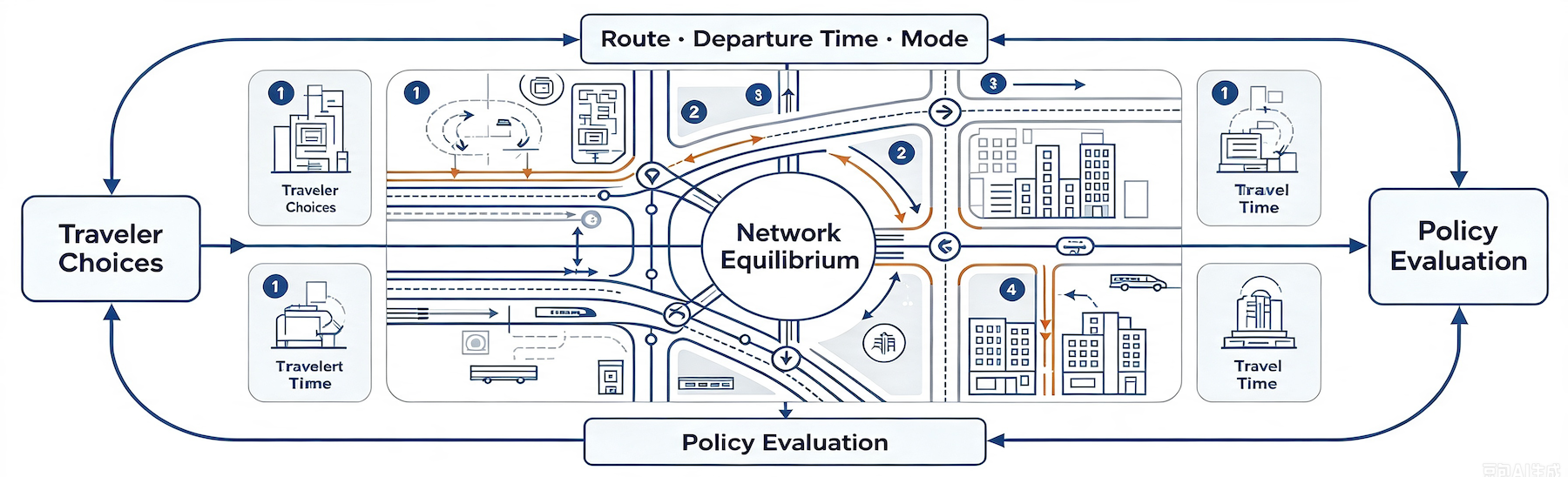 Overview of network equilibrium models, traveler behavior, and transportation applications
